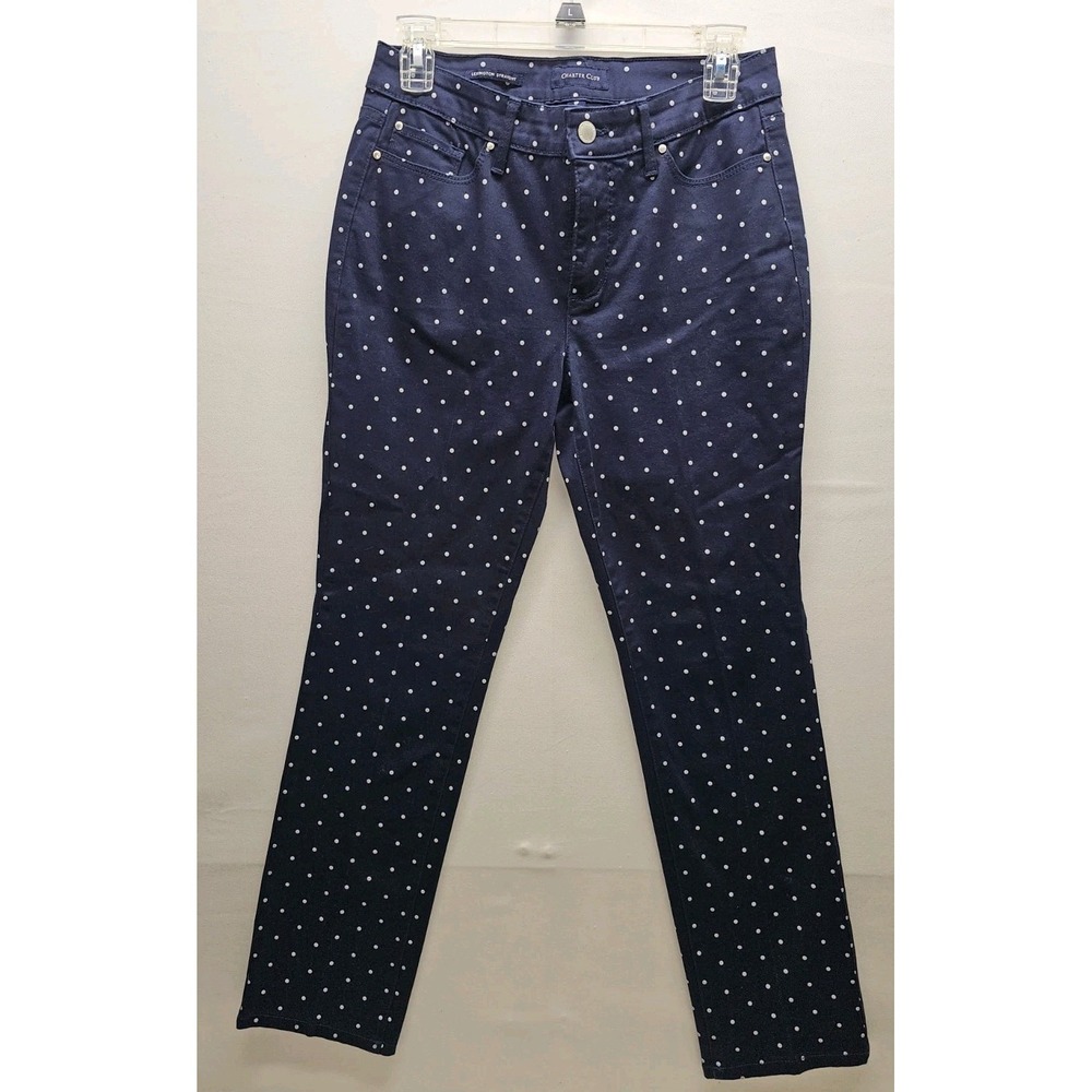 Charter Club Sz 6P Lexington Straight Leg Polka Dot Ankle Pants Coquette Spring